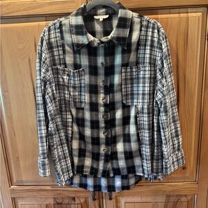 Black and White Plaid Button-Up Shirt